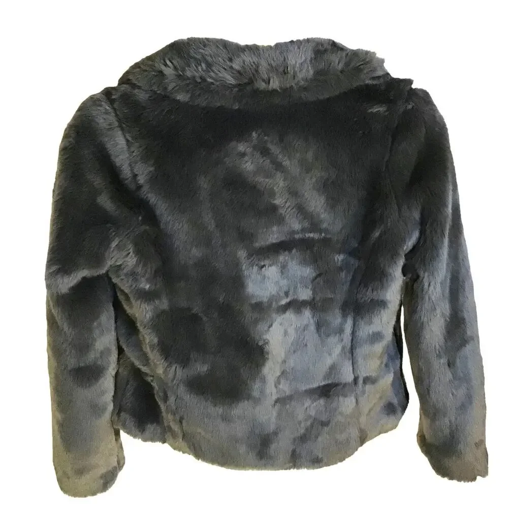 Abercrombie & Fitch Gray Cropped Plush Faux Fur Coat Women’s SZ S NWT